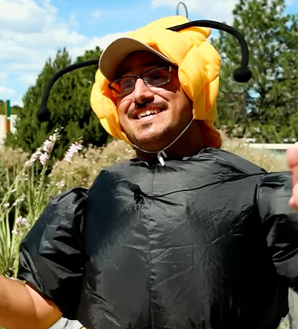 man in bumble bee costume 