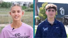 Split screen of Maddie Lange, left, and Jesse Olson, right