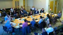 City Council members meeting in the Aurora Room at the Aurora Municipal Center that links to the full video of the meeting