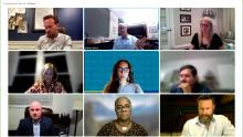 Multiple images of attendees at a Webex meeting linking to the September 23, 2024 recording of the regular meeting of the Aurora City Council