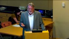 Man standing at a podium links to the Study Session of the Aurora City Council held Monday, Oct. 28, 2024.