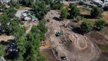 drone shot of construction on new play area