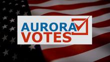 Aurora Votes Image over flag