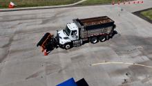 city snow plow from a drone image