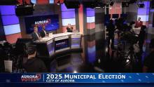 Wide shot of filming during election show