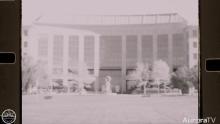black and white film strip image of the Aurora Municipal Center