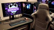 computer gaming setup in eSports lounge