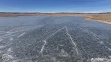 Frozen water at Spinney Reservoir