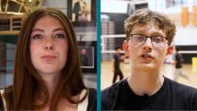 Split screen of Jenna Winn, left, and Oscar Mejia, right
