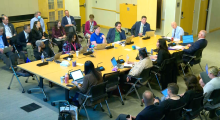 Council members and staff sitting at table during May 4, 2026 study session