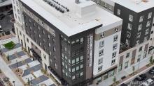 drone shot of new 6-story Fitz Gateway Apartments