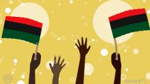 animation of Black hands waving Pan African flags