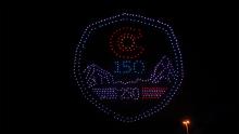 Image from the drone show at Aurora Fest