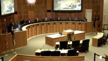 Council chambers during a city council meeting.