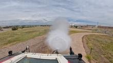 Buckley Fire vehicle spraying water