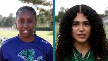 Split screen of Michaela Halton, left, and Yasmin Castillo, right